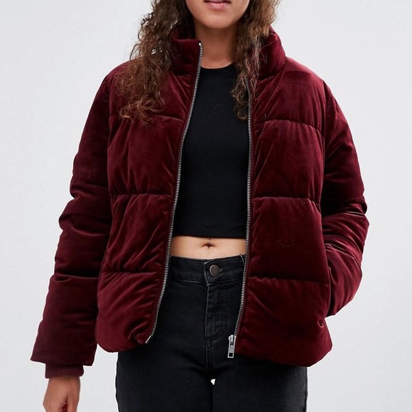 Leola Couture Jackets & Blazers - Maroon velvet bomber jacket